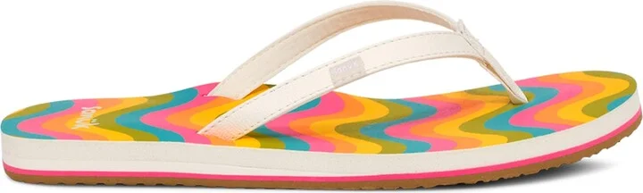 Sanuk Yoga Joy Rainbow | Flip Flops for Women | Yoga Sandals For Women | Women's Beach Sandals | Memory Foam Footbed
