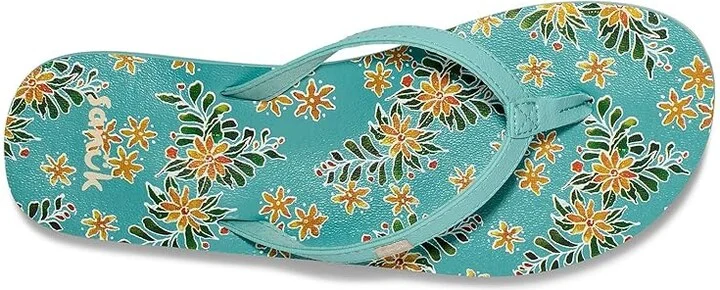 Sanuk Yoga Joy Vintage Floral Women's Shoes Aqua Splash : 11 B - Medium, Leather/Synthetic - Image 2