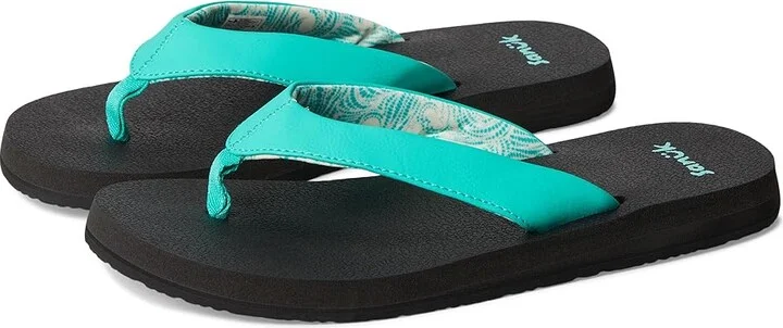 Sanuk Yoga Mat II Women's Sandals Aqua Green : 11 B - Medium, Faux Leather