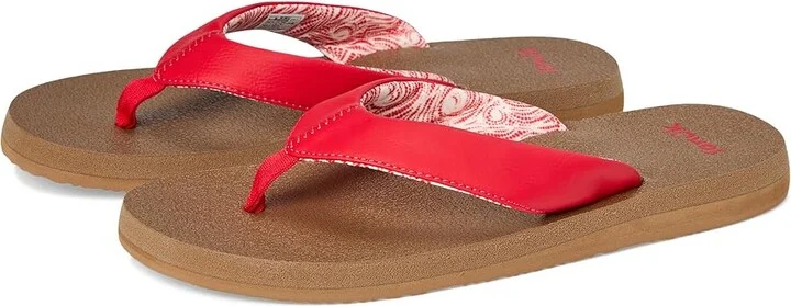 Sanuk Yoga Mat II Women's Sandals Cherry Red : 10 B - Medium, Faux Leather
