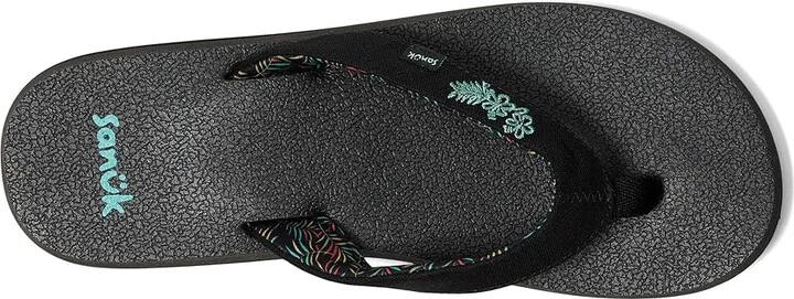 Sanuk Yoga Paradise II Women's Sandals Black Paradise Palms : 8 B - Medium, Synthetic - Image 2