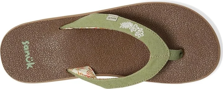 Sanuk Yoga Paradise II Women's Sandals Sage Paradise Palms : 8 B - Medium, Synthetic - Image 2