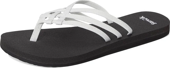 Sanuk Yoga Sandy II Sparkle Women's Sandals Silver : 5 B - Medium, Rubber - Image 5