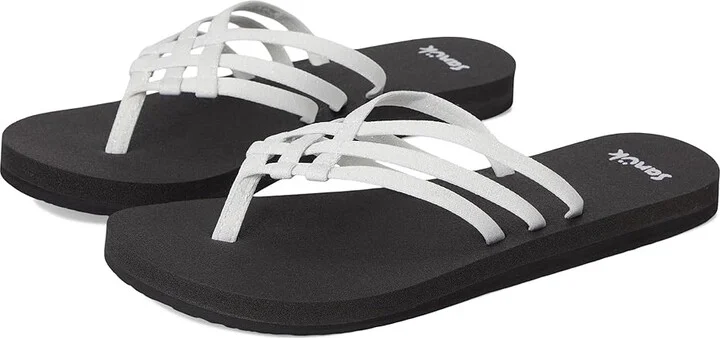 Sanuk Yoga Sandy II Sparkle Women's Sandals Silver : 5 B - Medium, Rubber