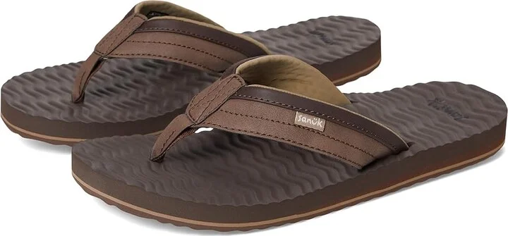 Sanuk Ziggy Plush Men's Sandals Brown : 9 D - Medium, Leather/Rubber