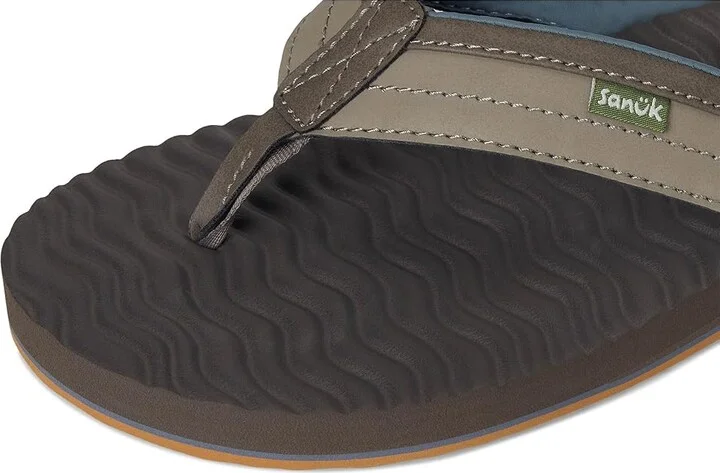 Sanuk Ziggy Plush Men's Sandals Taupe : 10 D - Medium, Leather/Rubber - Image 7