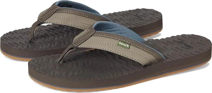 Sanuk Ziggy Plush Men's Sandals Taupe : 10 D - Medium, Leather/Rubber