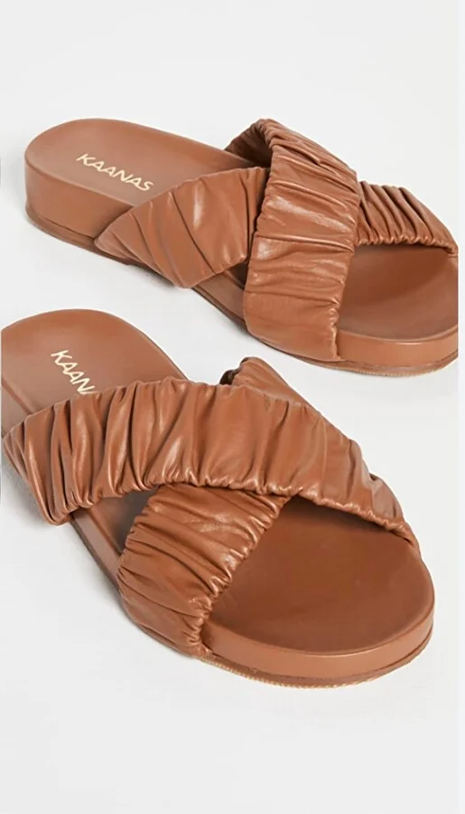 Saona Scrunchie Cross-Over Pool Slide-Coffee In Brown