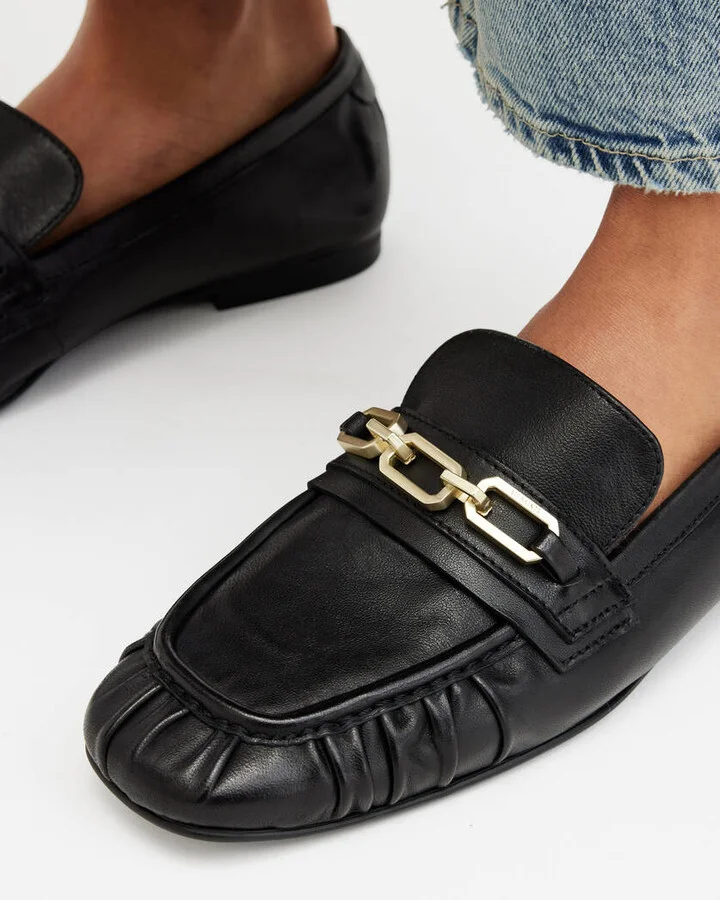Sapphire Leather Chain Loafer Shoes - Image 4
