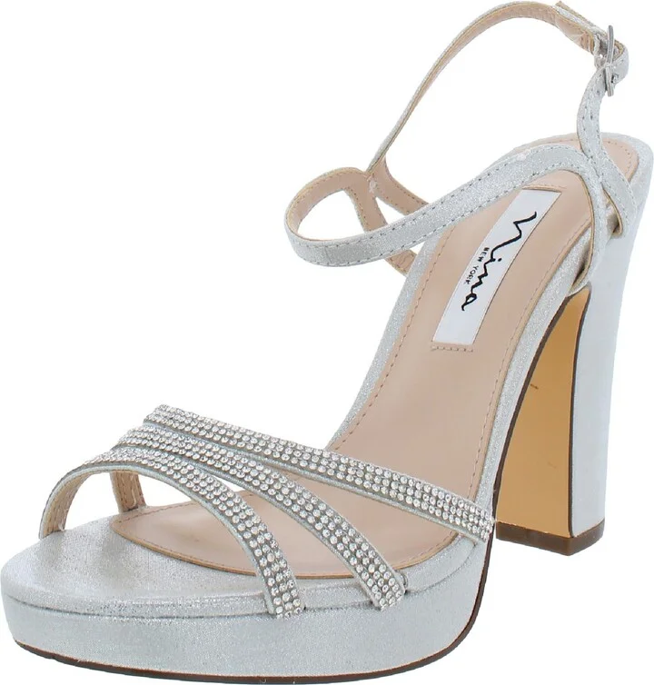Saralyn Womens Rhinestone Open Toe Dress Sandals