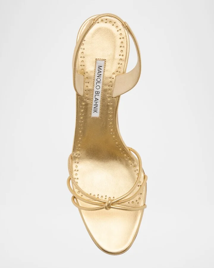 Sareta Metallic Crisscross Halter Sandals - Image 9