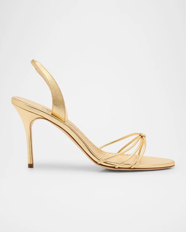 Sareta Metallic Crisscross Halter Sandals