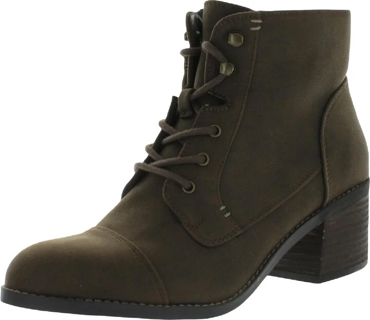 Sarina Womens Faux Suede Ankle Combat & Lace-up Boots