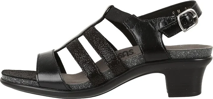 SAS Allegro Heeled Comfort Sandal Women's Shoes Black : 7 N - Narrow (AA), Leather - Image 7