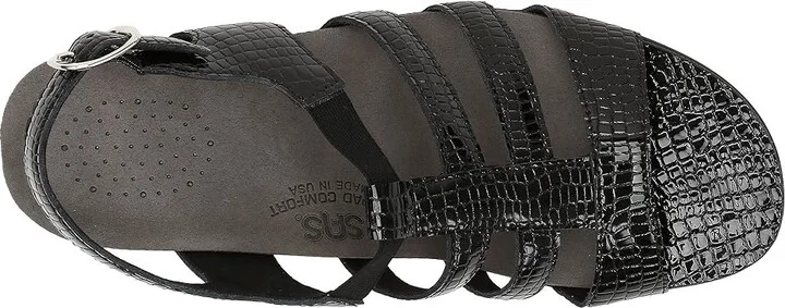 SAS Allegro Heeled Comfort Sandal Women's Shoes Black Croc : 7 N - Narrow (AA), Leather - Image 3