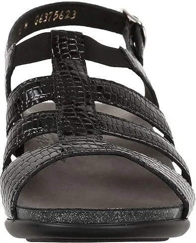 SAS Allegro Heeled Comfort Sandal Women's Shoes Black Croc : 7 N - Narrow (AA), Leather - Image 6