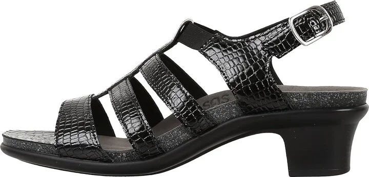 SAS Allegro Heeled Comfort Sandal Women's Shoes Black Croc : 7 N - Narrow (AA), Leather - Image 7