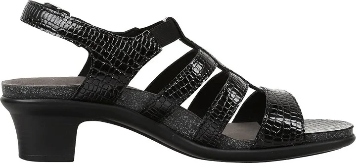 SAS Allegro Heeled Comfort Sandal Women's Shoes Black Croc : 7 N - Narrow (AA), Leather - Image 8