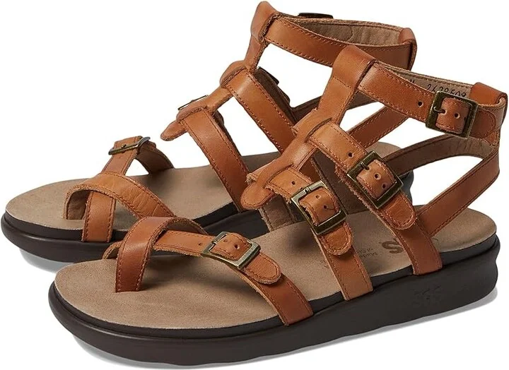 SAS Aria Comfort Gladiator Sandal Women's Shoes Hazel : 5 M - Medium (B), Leather