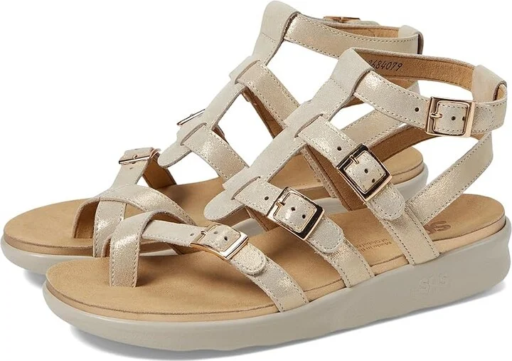 SAS Aria Comfort Gladiator Sandal Women's Shoes Soft Gold : 9 M - Medium (B), Leather