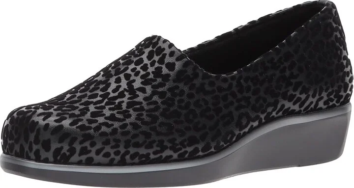 SAS Bliss Slip On Comfort Wedge Women's Shoes Black Leopard : 7 N - Narrow (AA), Textile - Image 2