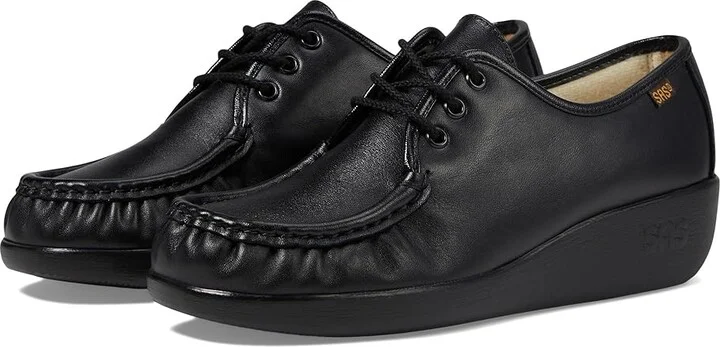 SAS Bounce Lace Up Comfort Moc Women's Shoes Black : 6 S - Slim (AAA), Leather