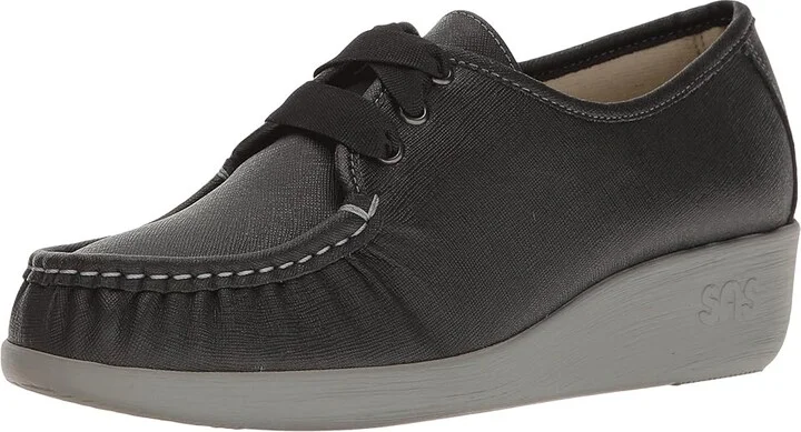 SAS Bounce Lace Up Comfort Moc Women's Shoes Raven : 7 S - Slim (AAA), Leather - Image 2