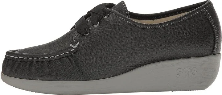 SAS Bounce Lace Up Comfort Moc Women's Shoes Raven : 7 S - Slim (AAA), Leather - Image 7