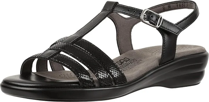 SAS Capri T-Strap Comfort Sandal Women's Shoes Black Snake : 7.5 N - Narrow (AA), Leather - Image 2
