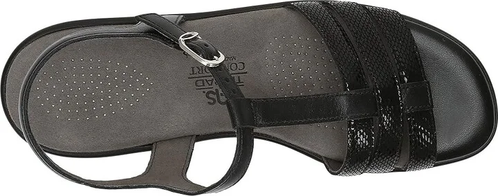 SAS Capri T-Strap Comfort Sandal Women's Shoes Black Snake : 7.5 N - Narrow (AA), Leather - Image 3