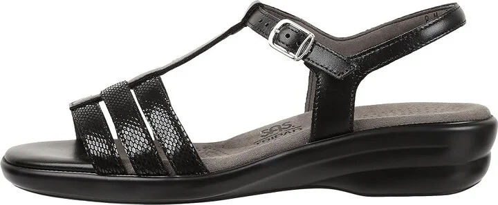 SAS Capri T-Strap Comfort Sandal Women's Shoes Black Snake : 7.5 N - Narrow (AA), Leather - Image 7