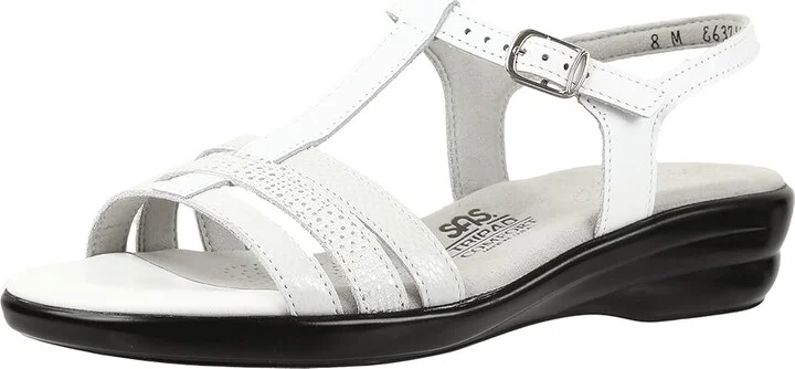 SAS Capri T-Strap Comfort Sandal Women's Shoes White : 7 N - Narrow (AA), Leather - Image 2