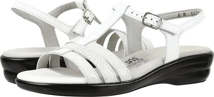SAS Capri T-Strap Comfort Sandal Women's Shoes White : 7 N - Narrow (AA), Leather