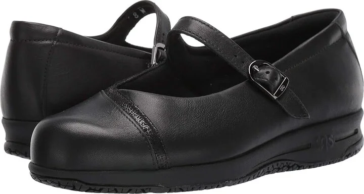SAS Clare Non Slip Mary Jane Women's Shoes Black/Black Web : 8 N - Narrow (AA), Leather