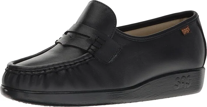 SAS Classic Slip On Comfort Loafer Women's Shoes Navy : 9 N - Narrow (AA), Leather - Image 2