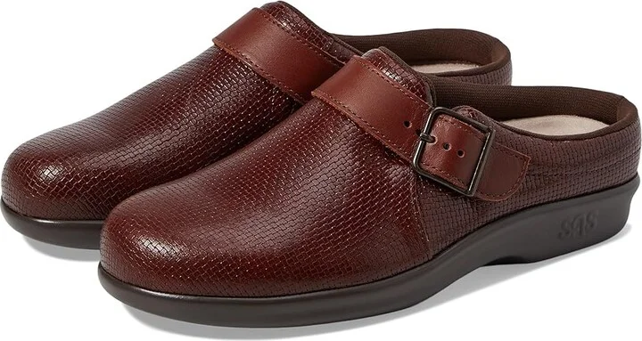 SAS Clog Comfort Slip On Women's Shoes Woven Brown : 7 N - Narrow (AA), Leather