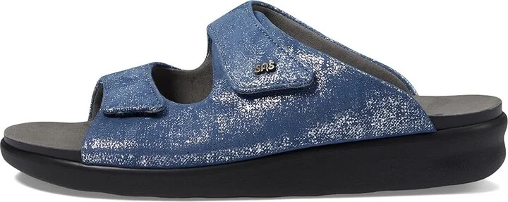 SAS Cozy Adjustable Comfort Slide Sandal Women's Shoes Silver/Blue : 7 M - Medium (B), Leather - Image 7
