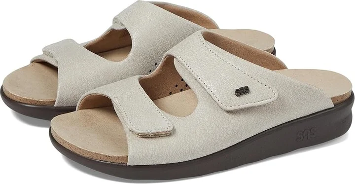 SAS Cozy Adjustable Comfort Slide Sandal Women's Shoes Web Linen : 7 N - Narrow (AA), Leather