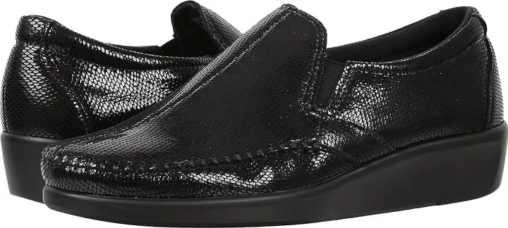 SAS Dream Comfort Loafer Women's Shoes Black Snake : 9 N - Narrow (AA), Leather