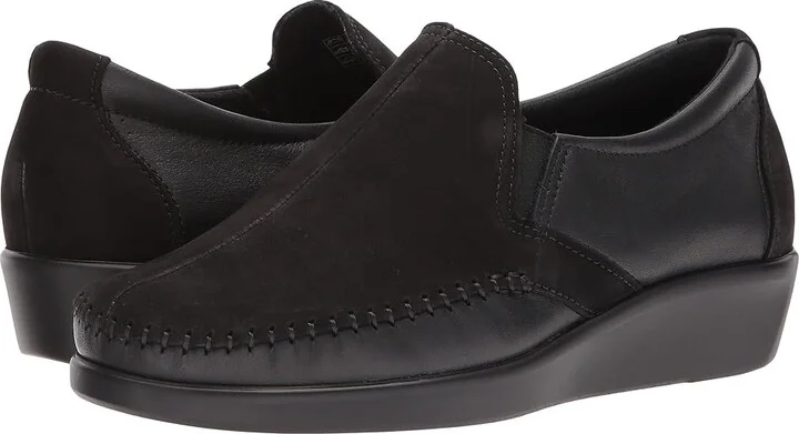SAS Dream Comfort Loafer Women's Shoes Charcoal/Black : 8 S - Slim (AAA), Leather