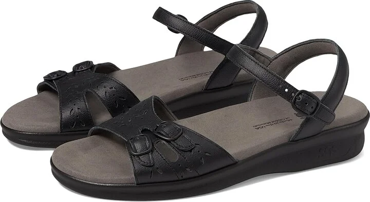 SAS Duo Adjustable Comfort Sandal Women's Shoes Black : 6 S - Slim (AAA), Leather