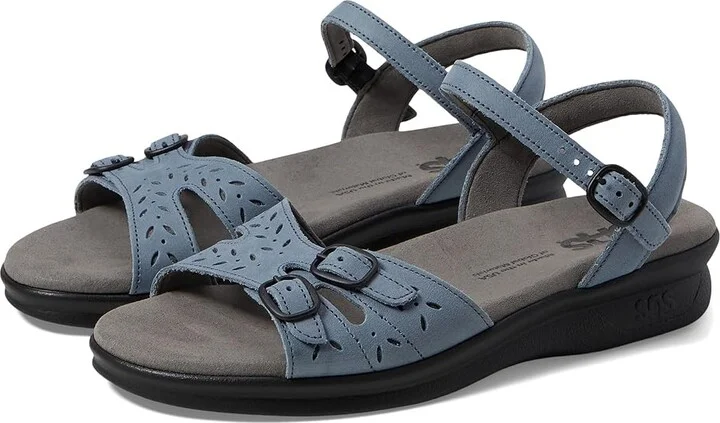 SAS Duo Adjustable Comfort Sandal Women's Shoes Denim : 7 N - Narrow (AA), Leather
