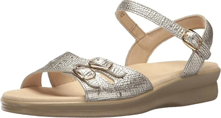 SAS Duo Adjustable Comfort Sandal Women's Shoes Gold Linen : 7 N - Narrow (AA), Leather - Image 2