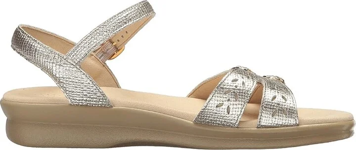 SAS Duo Adjustable Comfort Sandal Women's Shoes Gold Linen : 7 N - Narrow (AA), Leather - Image 8