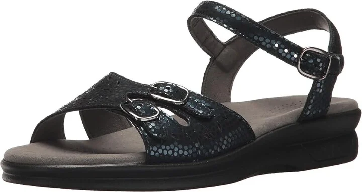 SAS Duo Adjustable Comfort Sandal Women's Shoes Navy Perla : 7 N - Narrow (AA), Leather - Image 2