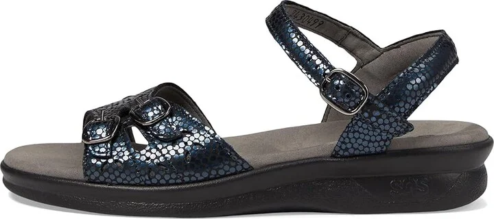 SAS Duo Adjustable Comfort Sandal Women's Shoes Navy Perla : 7 N - Narrow (AA), Leather - Image 7