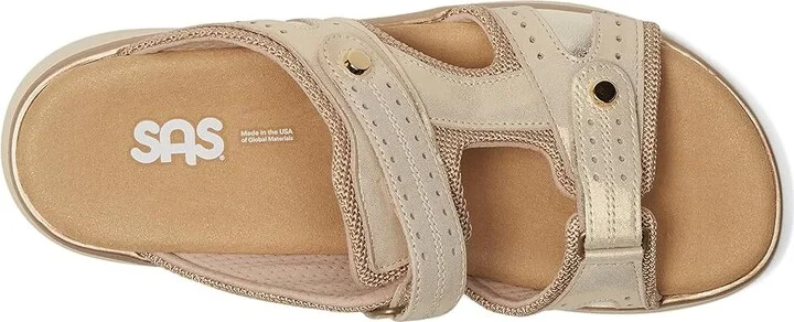 SAS Embark Adjustable Comfort Sport Slide Women's Sandals Soft Gold : 9 W - Wide (C), Leather/Rubber/Textile - Image 2