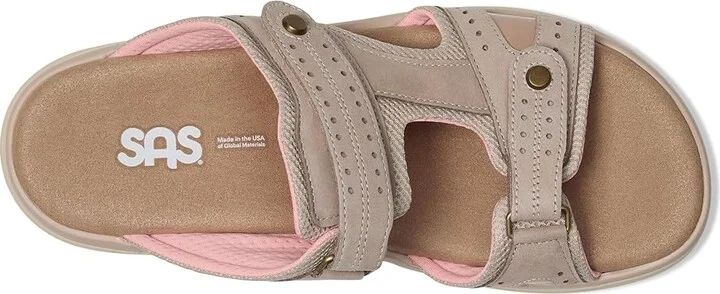 SAS Embark Adjustable Comfort Sport Slide Women's Sandals Taupe/Pink : 8 M - Medium (B), Leather/Rubber/Textile - Image 2