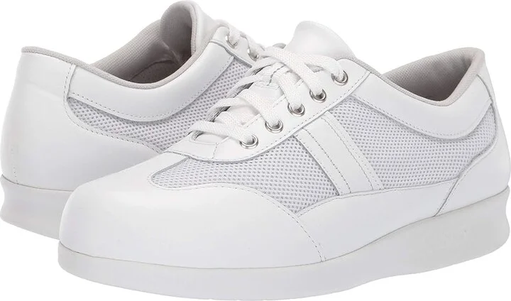 SAS Free Time Mesh Comfort Walking Sneaker Women's Shoes White : 11.5 WW - Double Wide (D), Textile/Leather