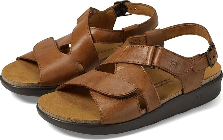 SAS Huggy Adjustable Comfort Sandal Women's Shoes Caramel : 7 N - Narrow (AA), Leather